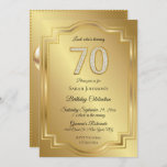 Invitación Aniversario de los 70 Años de Oro y Diamantes<br><div class="desc">Invitación al 70 aniversario o cumpleaños. Glitzy números de oro y diamantes en un elegante fondo dorado. No olvide añadir las iniciales u otro mensaje en la parte posterior.</div>
