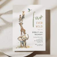 Aniversario de los animales de Safari "Cuatro niño
