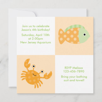 Invitación Aniversario de los animales del mar de Cute