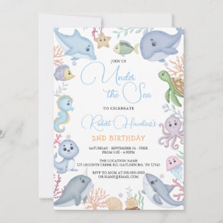 Invitación Aniversario de los Animales del Niño Bajo el Mar