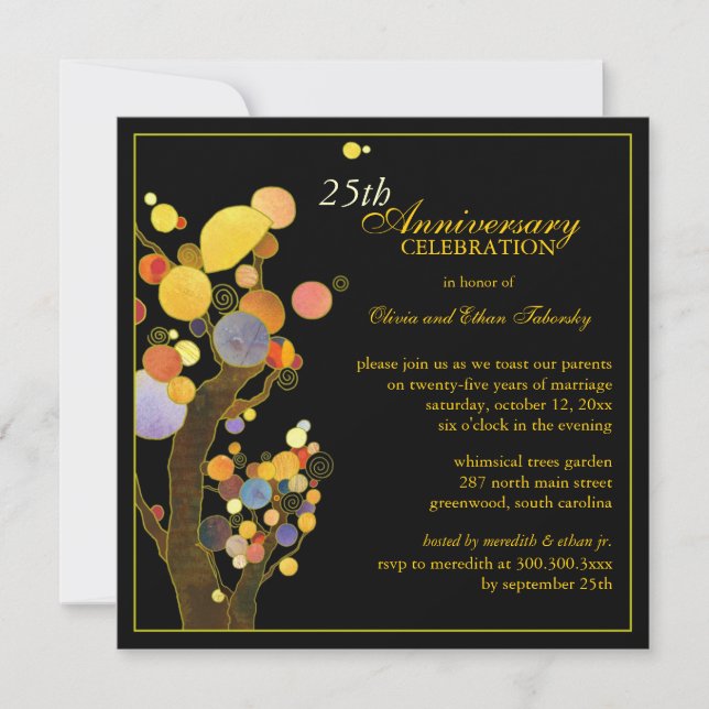 Invitación Aniversario de los Árboles del Amor 25° Boda Plate (Anverso)