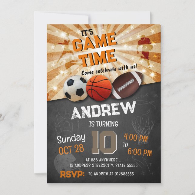 Invitación Aniversario de los deportes de todas las estrellas (Anverso)
