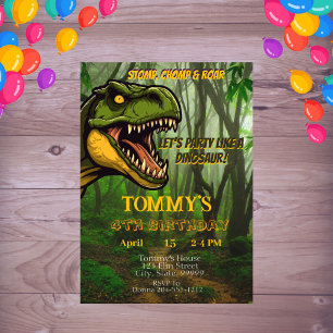 Invitación Aniversario de los dinosaurios personalizados de l