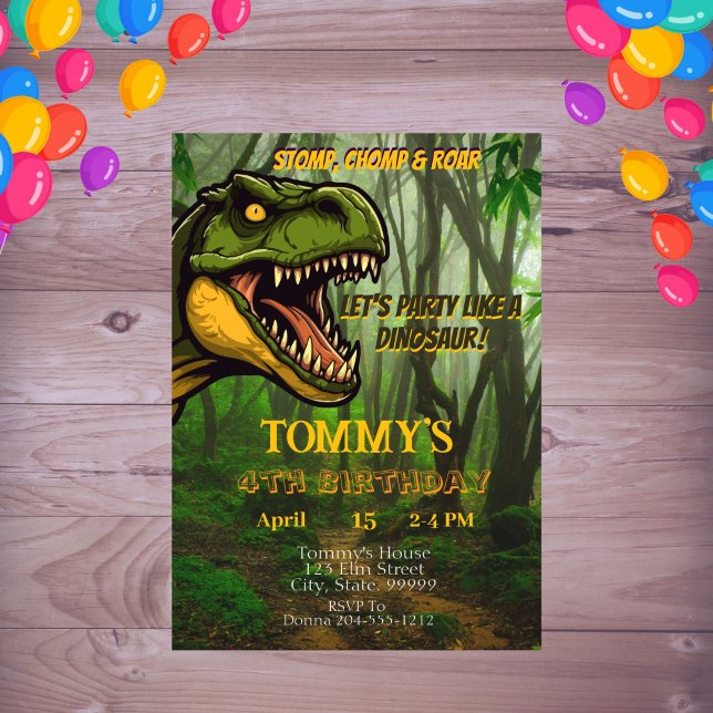 Invitación Aniversario de los dinosaurios personalizados de l (Subido por el creador)