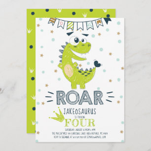 Invitación Aniversario de los dinosaurios verdes ROAR