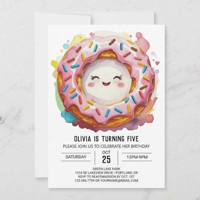 Invitación Aniversario de los Donuts simples y modernos (Anverso)