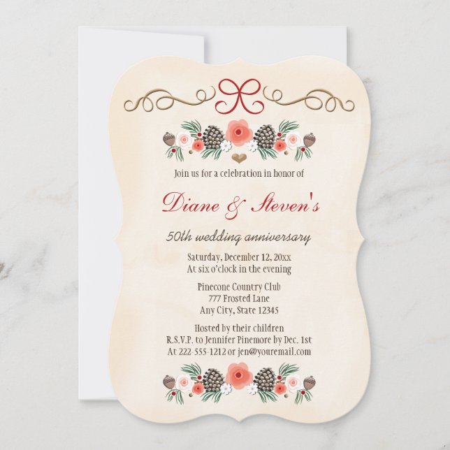 INVITACIÓN ANIVERSARIO DE LOS NAVIDADES DE CONO DE PINO FLORA (Anverso)