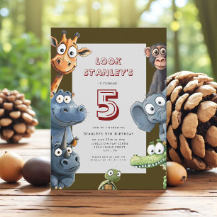 Invitación Aniversario de los niños de animales de la jungla