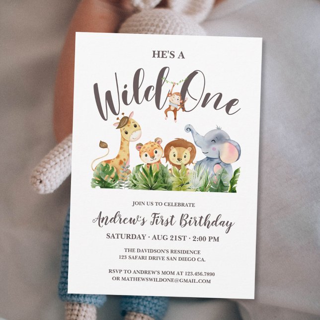 Invitación Aniversario de los niños de animales salvajes de u (Subido por el creador)