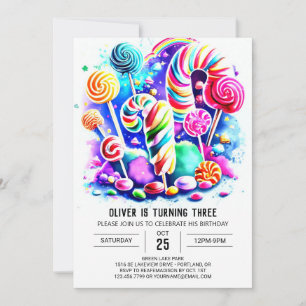 Invitación Aniversario de los niños de Candyland
