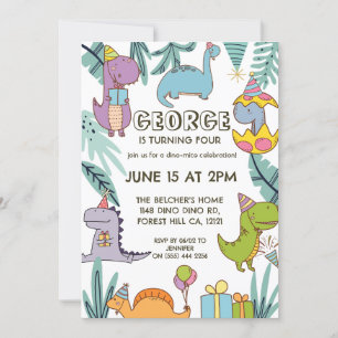 Invitación Aniversario de los niños de los dinosaurios