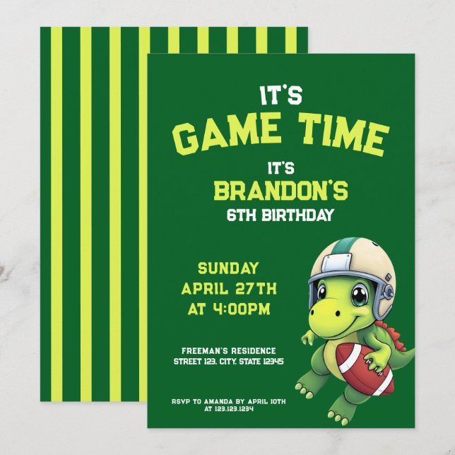 Invitación Aniversario de los niños de los dinosaurios del es (Anverso / Reverso)