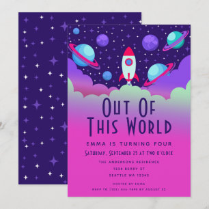 Invitación Aniversario de los niños del espacio exterior del 