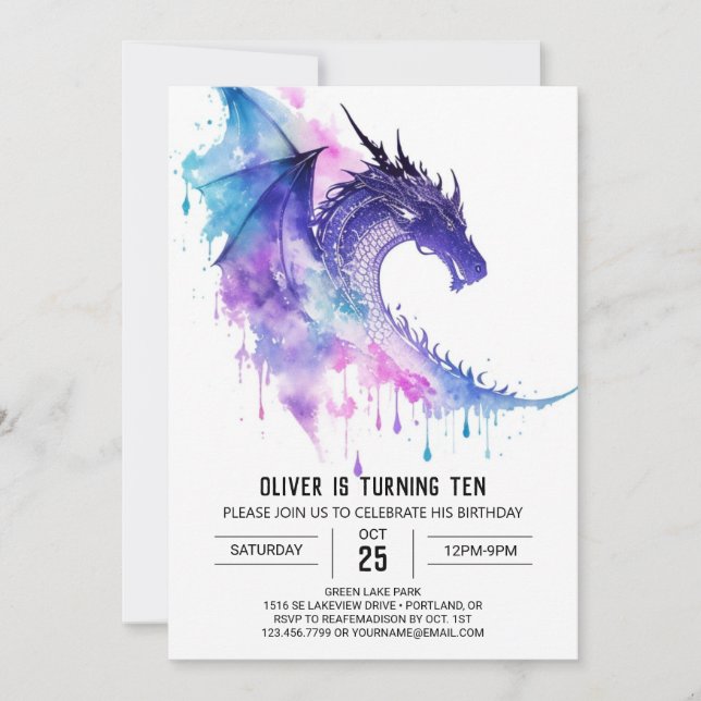 Invitación Aniversario de los niños del Pequeño Dragón (Anverso)