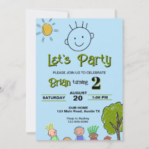 Invitación Aniversario de los niños dibujados a mano
