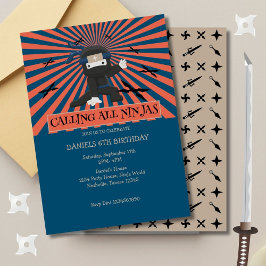 Invitación Aniversario de los Niños Guerreros de Ninja Cute