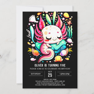 Invitación Aniversario de los niños modernos de Axolotl
