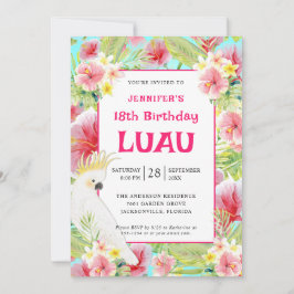Invitación Aniversario de Luau Tropical Floral Hawái
