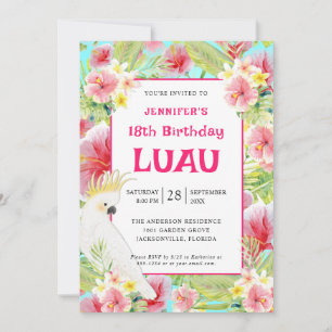 Invitación Aniversario de Luau Tropical Floral Hawái