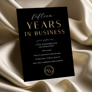 Invitación Aniversario de Negocios con Logo Corporativo Negro