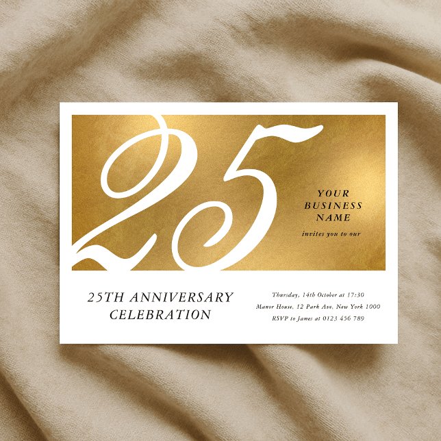 Invitación Aniversario de Negocios Corporativos con Efecto Do (Elegant Gold Effect Corporate Business Anniversary Invitation)