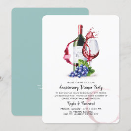 Invitación Aniversario de ocasión de vino y cena