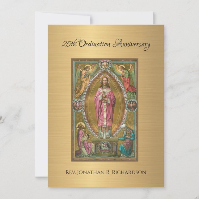Invitación Aniversario de Ordenación Sacerdote Cat (Anverso)