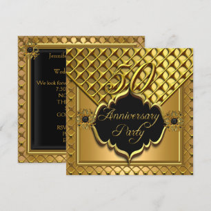 Invitación Aniversario de Oro 50 Elite Elegante Negro Dorado