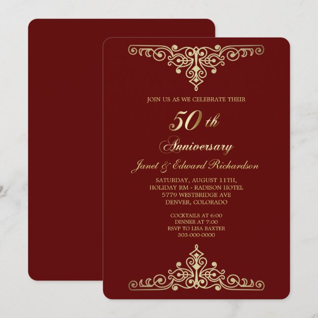 Invitación Aniversario de Oro de la Antigua Roja (Anverso / Reverso)