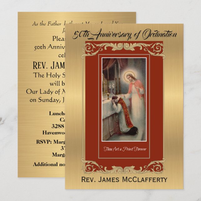 Invitación Aniversario de Oro de la Ordenación Cat (Anverso / Reverso)