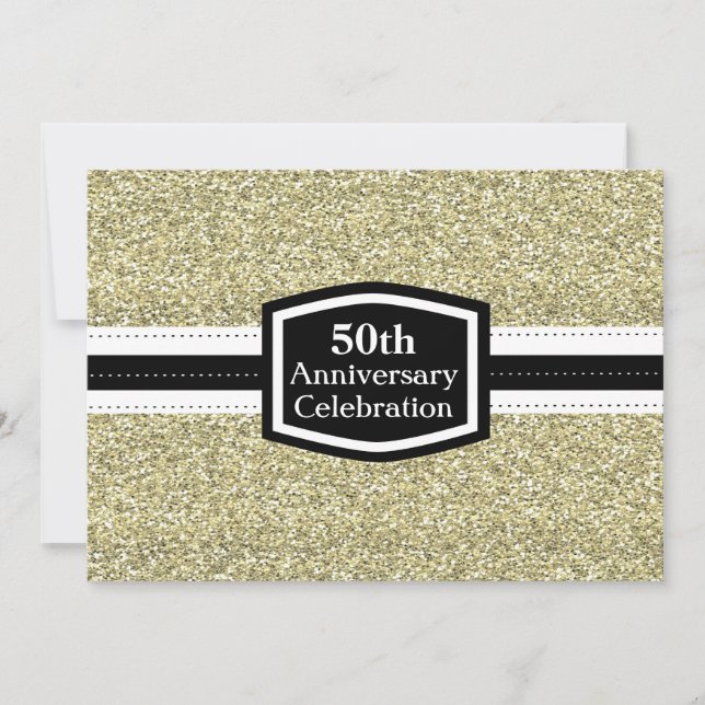 Invitación Aniversario de oro del purpurina 50.o (Anverso)