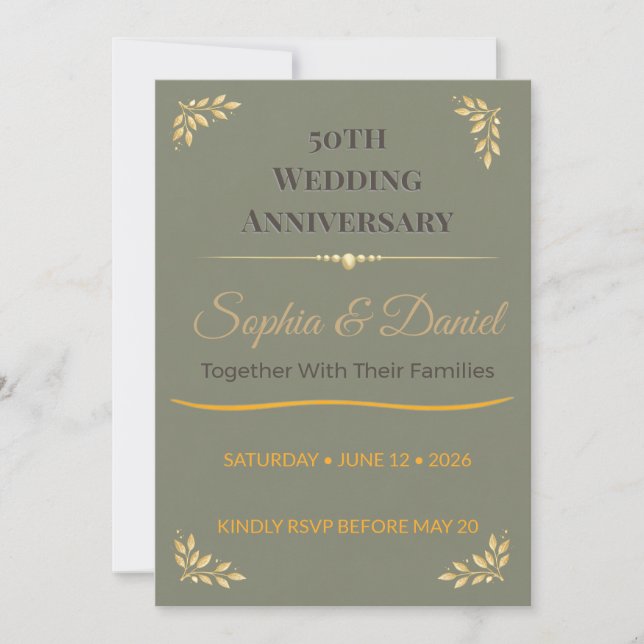 Invitación Aniversario de Oro | Diseño de Amor Ele (Anverso)