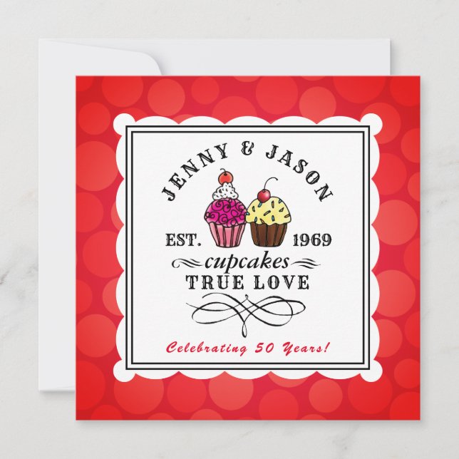 Invitación Aniversario de oro divertido de la magdalena dulce (Anverso)