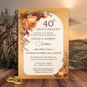 Invitación Aniversario de otoño de los Rosas de acuarela