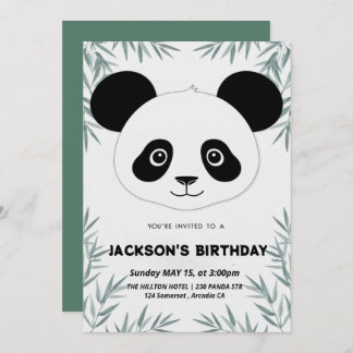Invitación Aniversario de panda agradable y divertido