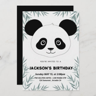 Invitación Aniversario de panda agradable y divertido