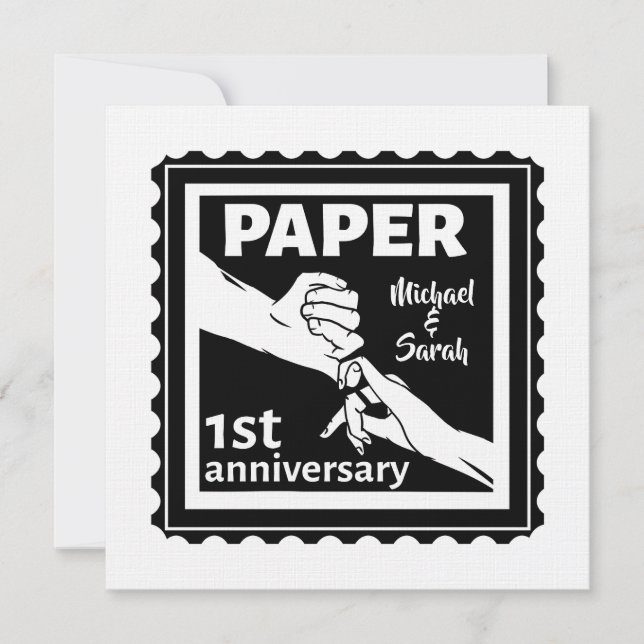 Invitación Aniversario de papel tradicional de 1er aniversari (Anverso)