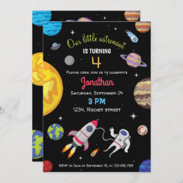 Invitación Aniversario de planetas de galaxia astronautas en 