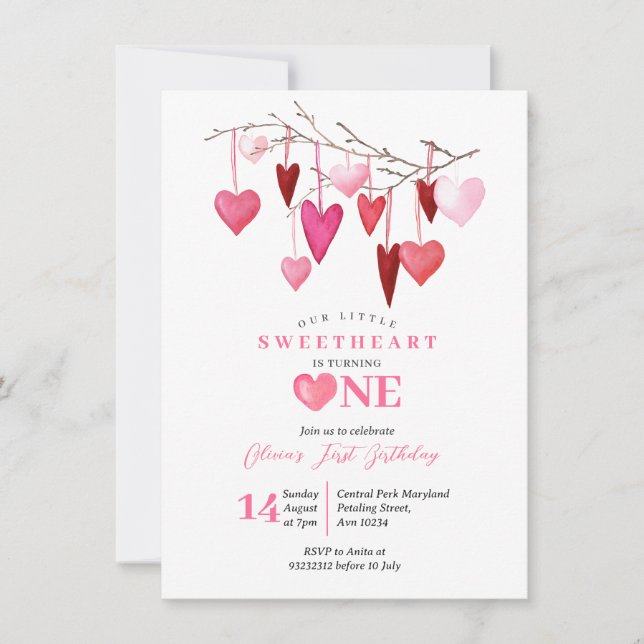 Invitación Aniversario de San Valentín del globo rosado (Anverso)