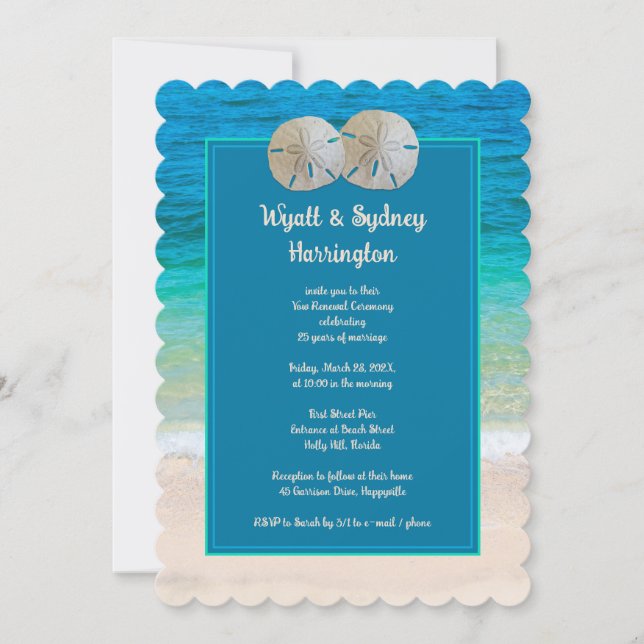 Invitación Aniversario de Sand Dollars promete una ceremonia  (Anverso)