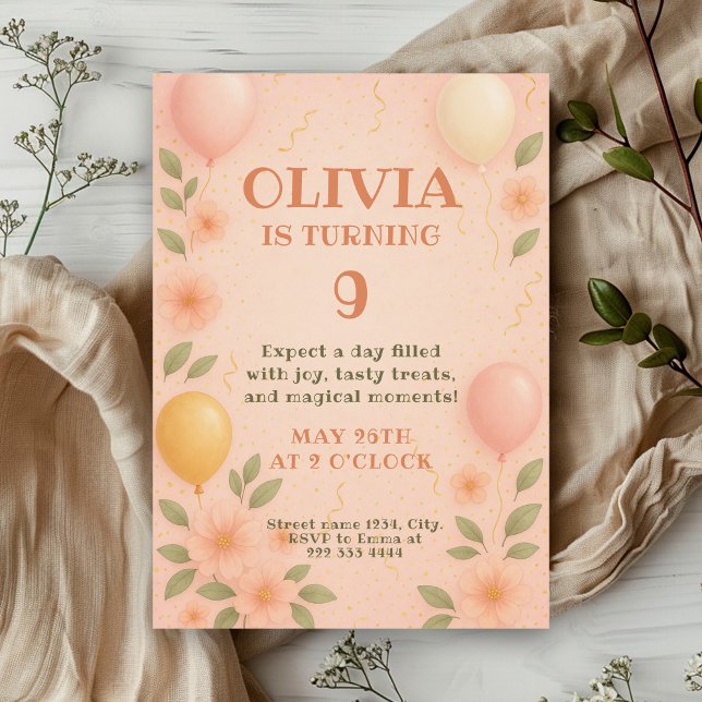 Invitación Aniversario de Soirée de un globo floral encantado (Subido por el creador)