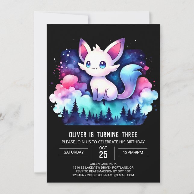 Invitación Aniversario de un gato bonito (Anverso)