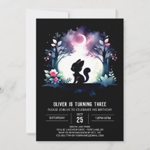 Invitación Aniversario de un Gato Elegante Y Brillante