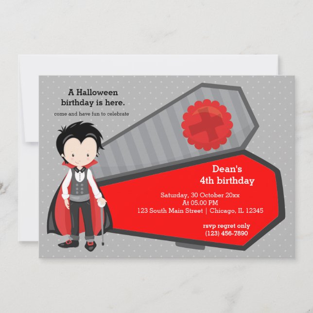 Invitación Aniversario de vampiro lindo (Anverso)