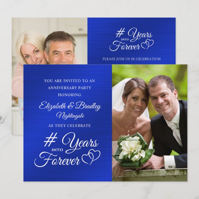 Invitación Aniversario de Zafiro Corazones AÑOS HACIA LA ETER (Anverso / Reverso)