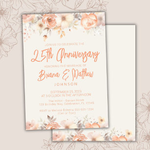 Invitación Aniversario del 25° Aniversario del Peach Beige Iv