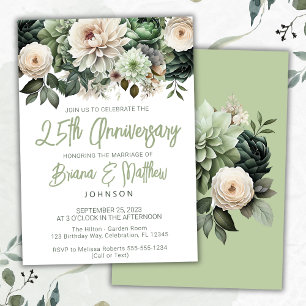 Invitación Aniversario del 25° Aniversario del Sage Green Flo