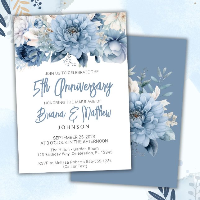Invitación Aniversario del 5º Aniversario de la Floral Azul D (Subido por el creador)