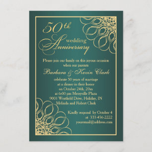 Invitación Aniversario del 50° Boda de Golden swirls