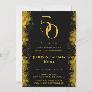 Invitación Aniversario del 50° Boda de Oro y Negro